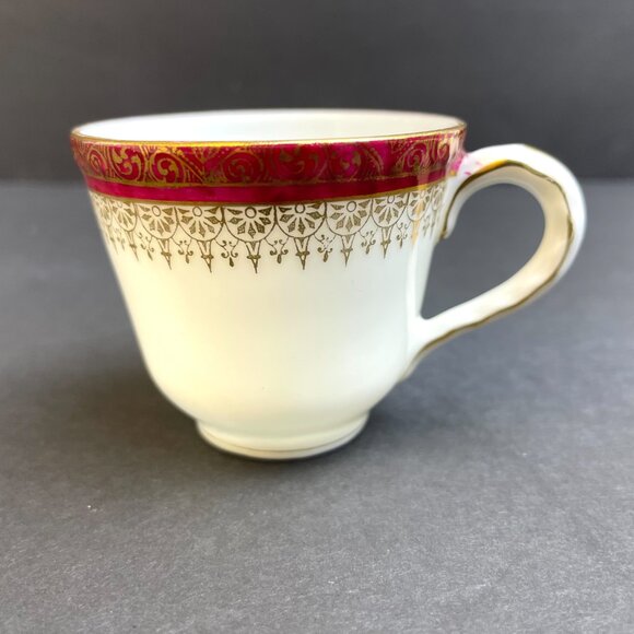 Vintage Demitasse Coffee Cup and Saucer Red & Gold Pattern German Porcelain - Picture 8 of 12